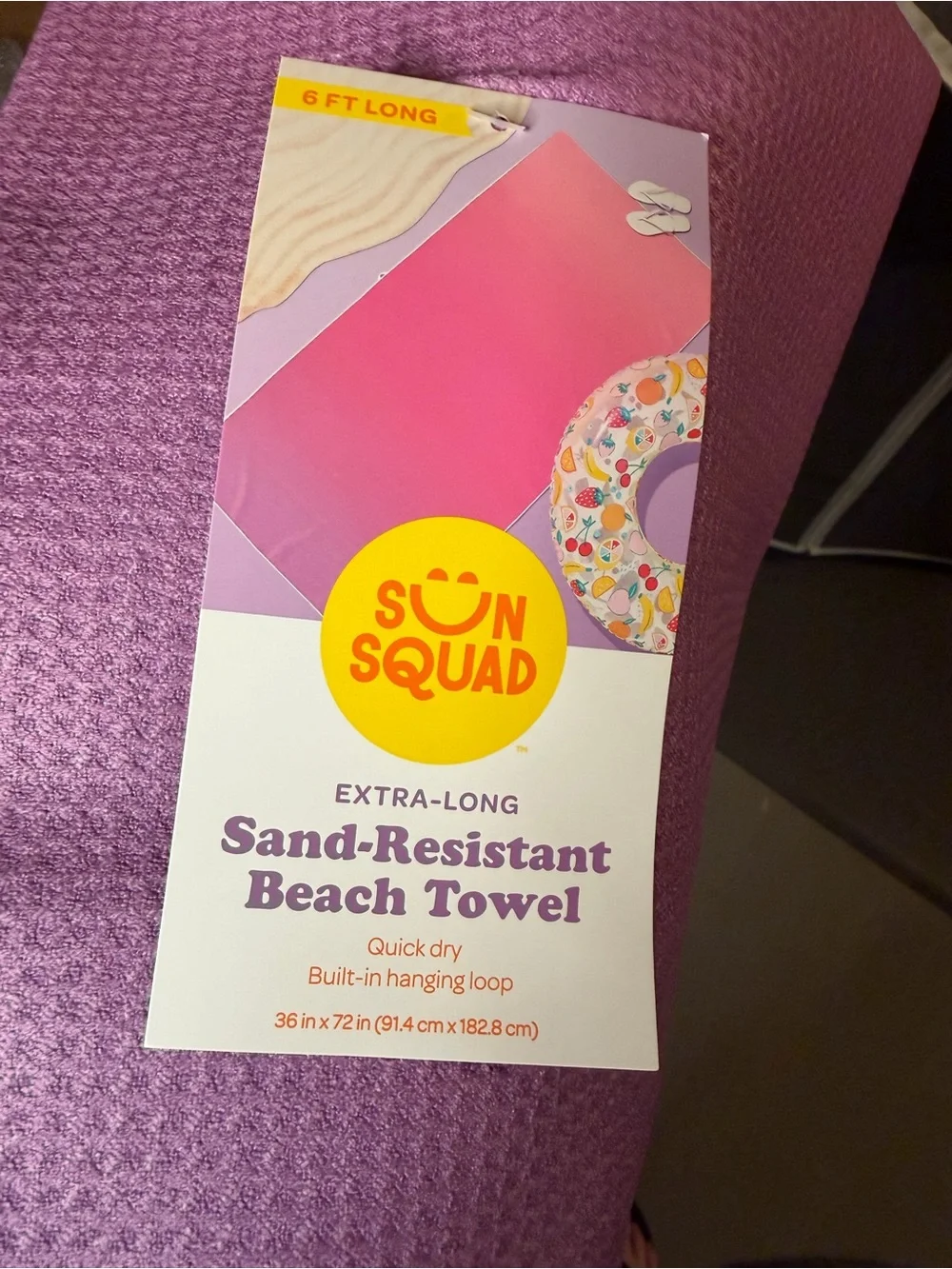 Sun Squad Extra-Long Sand-Resistant Beach Towel - Pink Ombré. NWT